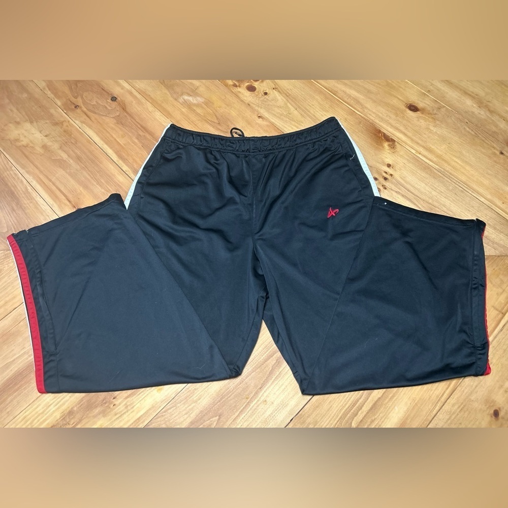 Athletech Men’s Black Pants with red and white stripes Accent Size XL